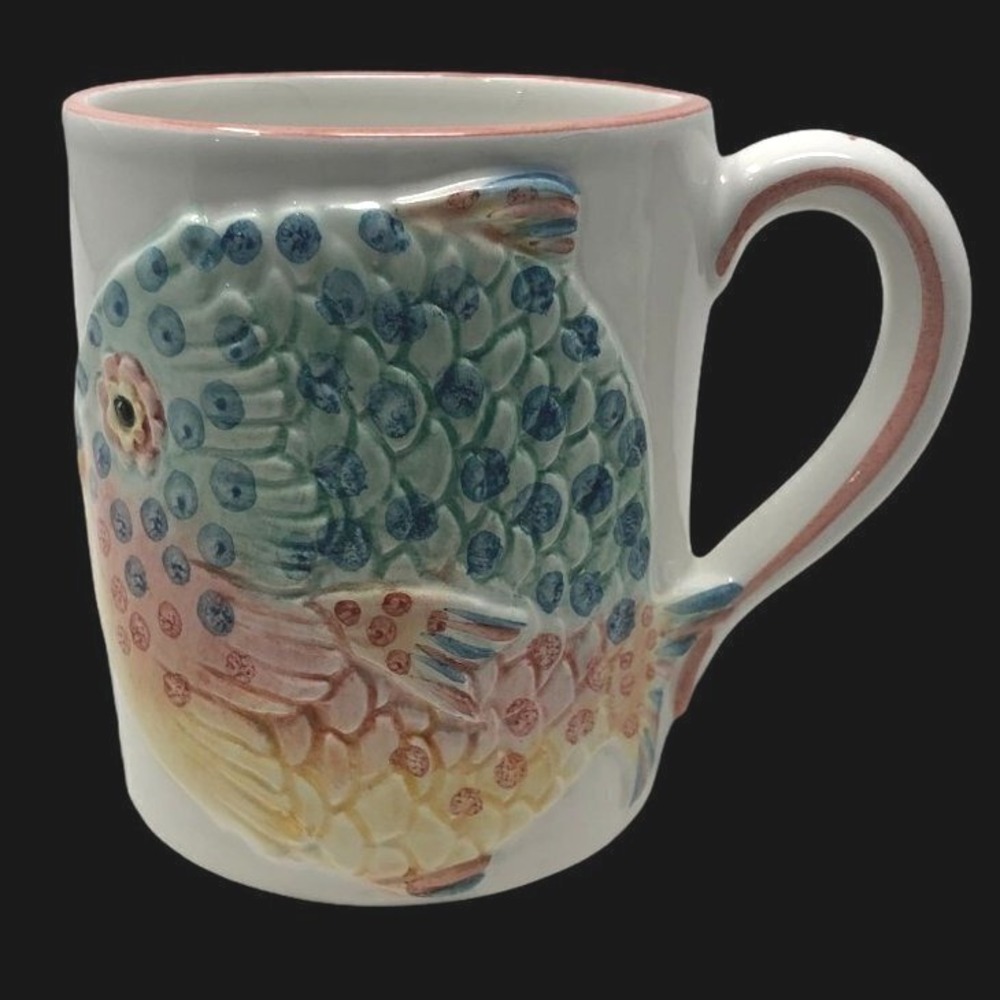 Fish Mug Ocean Beach Decor Coffee Tea Cup Vintage‎ Made in Italy